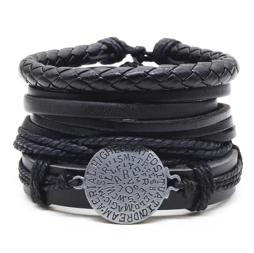 Men&#39;s Leather Vintage Braided Bracelet