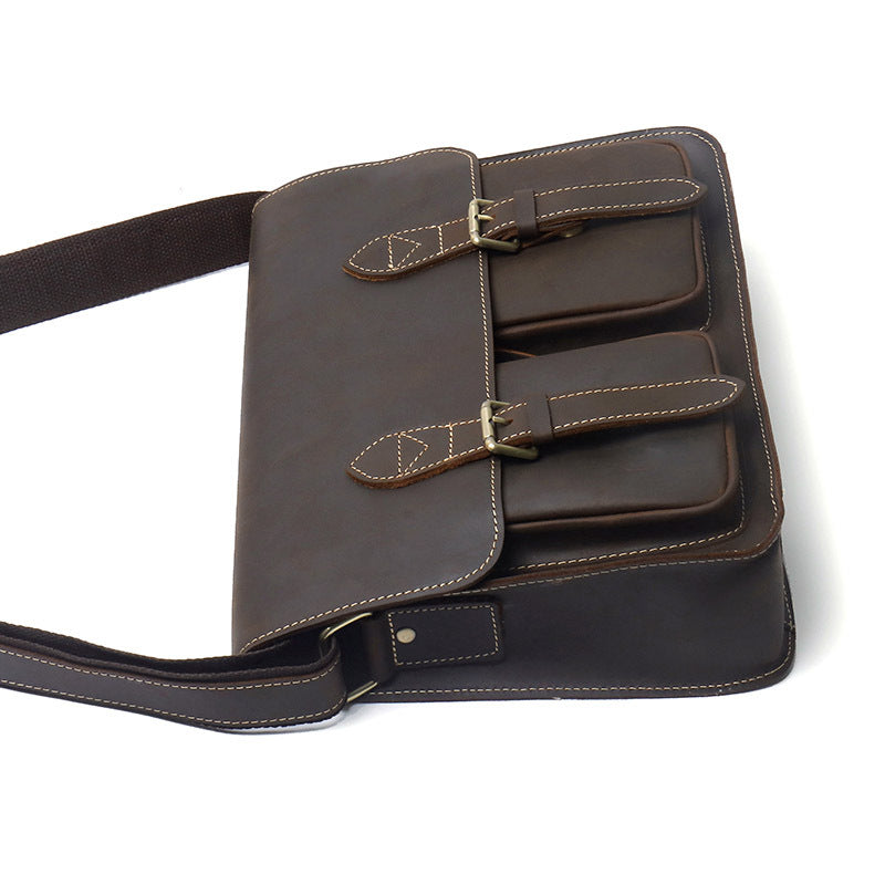 Retro Men&#39;s Cowhide Handbag One Shoulder Crossbody Messenger Bag