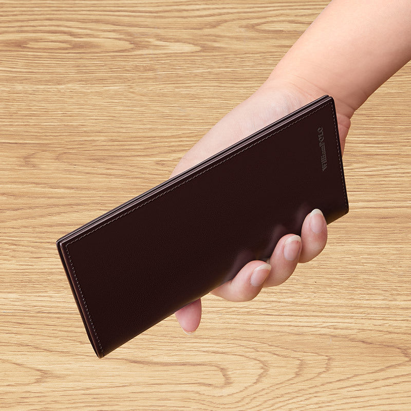 Men&#39;s Simplicity First Layer Card Clamp Cowhide Wallet