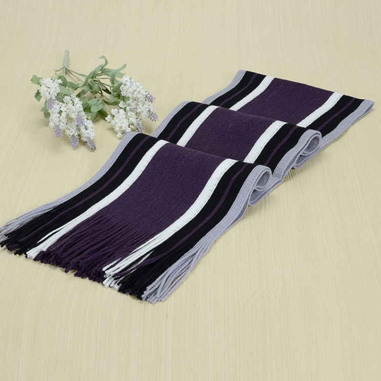 Knitted Warmth And Color Matching Striped Men&#39;s Scarf