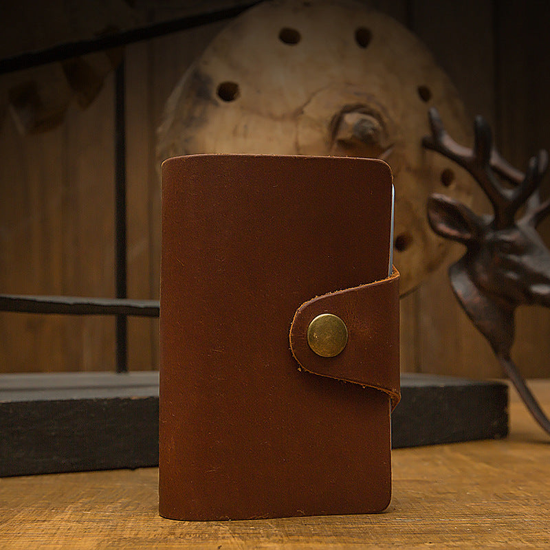 Handmade Cowhide Card Holder Men&#39;s Genuine Leather