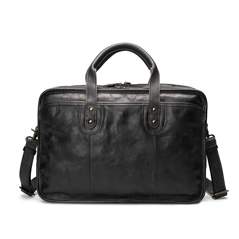 Large Capacity Multifunctional Vintage Leather Men&#39;s Briefcase