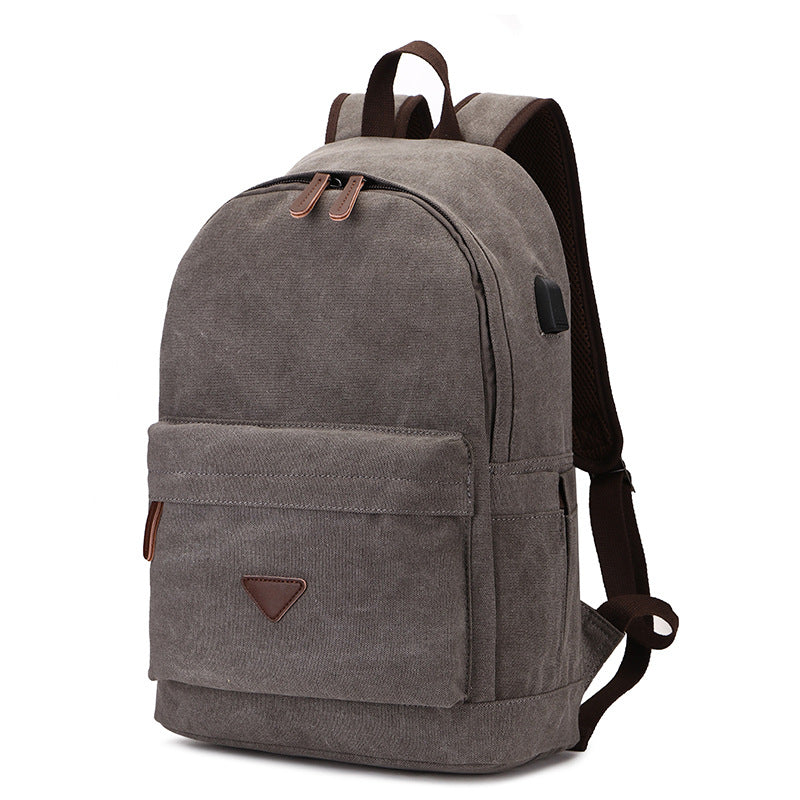 Canvas Backpack With USB Design Korean Portable