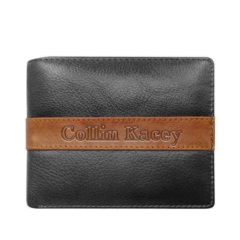 Men&#39;s Cowhide Bag Fashion Short Wallet Multi-card Wallet