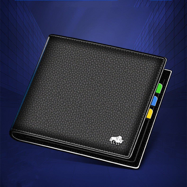 Wallet Men&#39;s Short First Layer Cowhide Multiple Card Slots