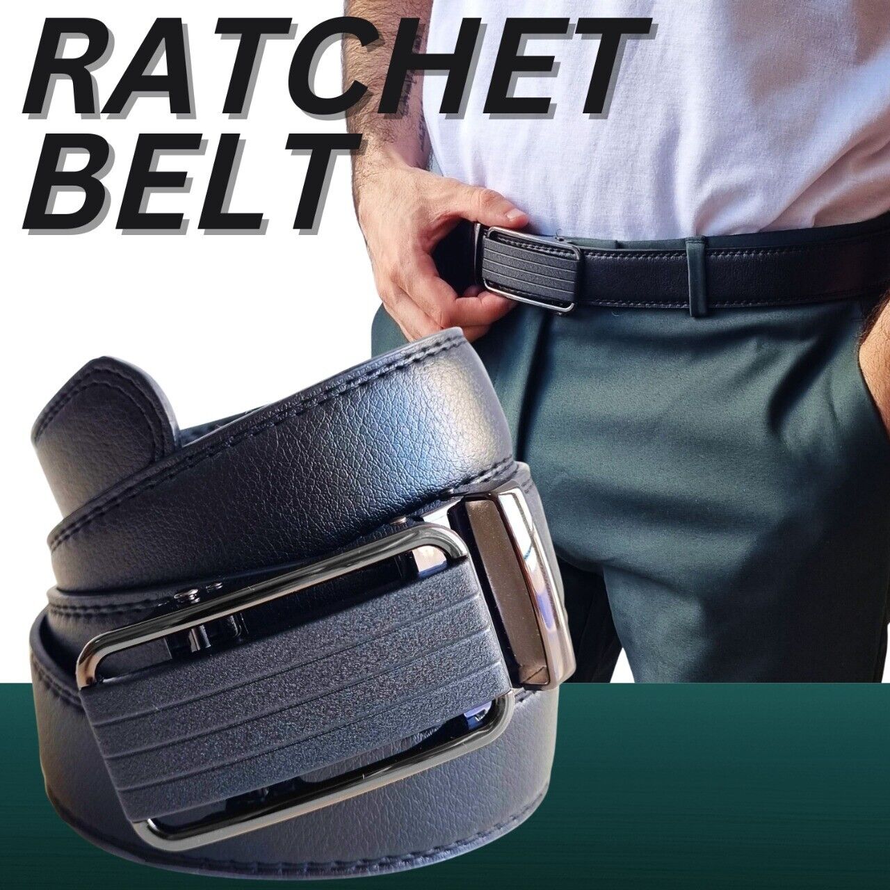 Men s Ratchet Belt Leather Mens Belt With Slide Buckle Ratchet Belts F The Gifted Man