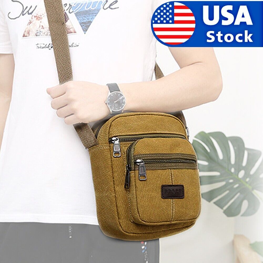 Men&#39;s Crossbody Messenger Bag Canvas Bags Casual Shoulder Satchel Handbag Pouch
