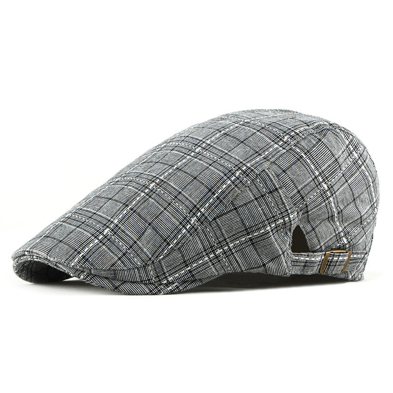 British Retro Duck Tongue Hat Men&#39;s Plaid