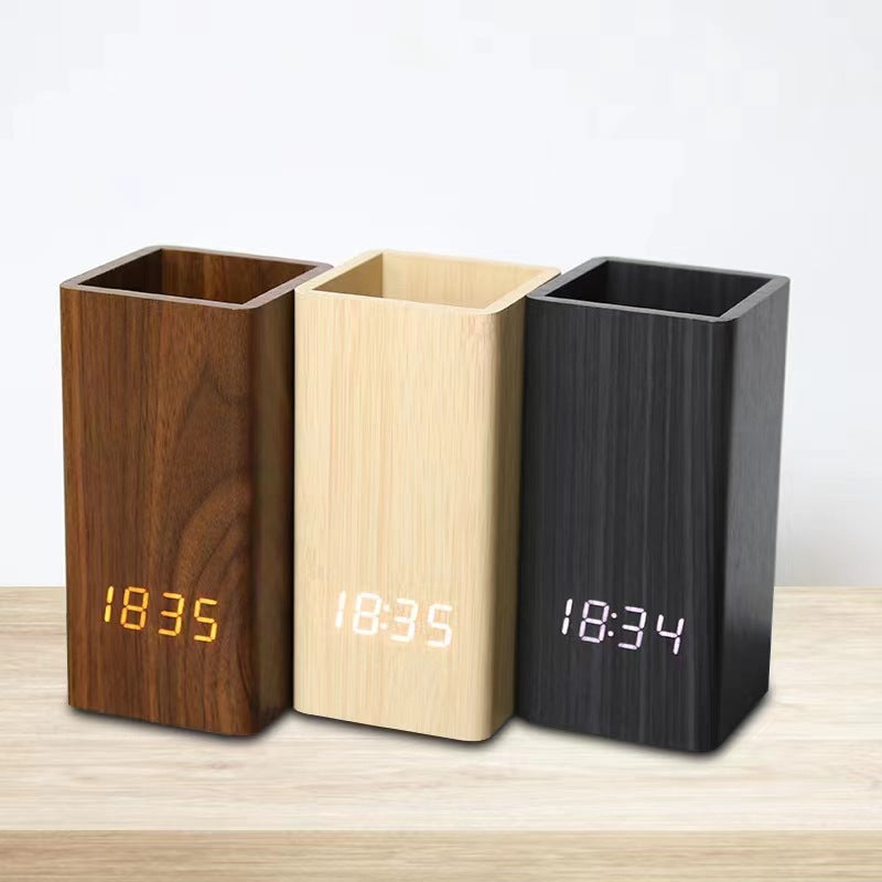 Desktop Creativity Stationery Pen Holder Clock LED Electronic Clock