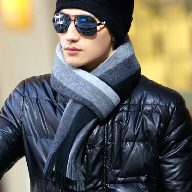 Men&#39;s Fashion Casual Striped Warm Scarf