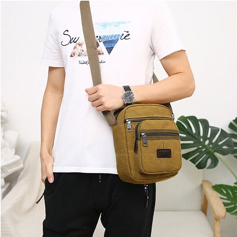 Men&#39;s Crossbody Messenger Bag Canvas Bags Casual Shoulder Satchel Handbag Pouch