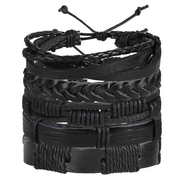 Men&#39;s Creative Vintage Leather Bracelet Set