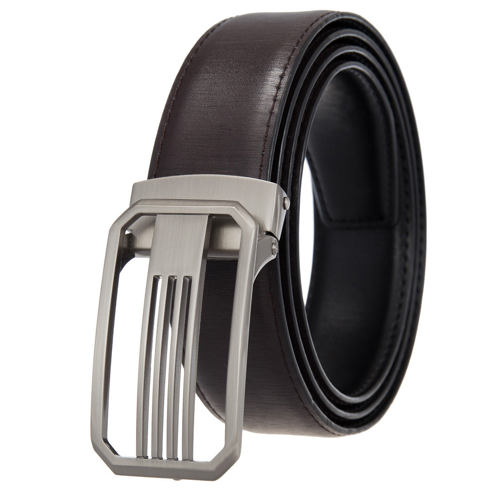 Men&#39;s Perforated Casual Two-layer Leather Belt