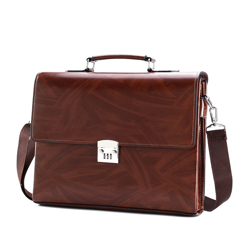 Men&#39;s Leather Portable Document Shoulder Computer Bag