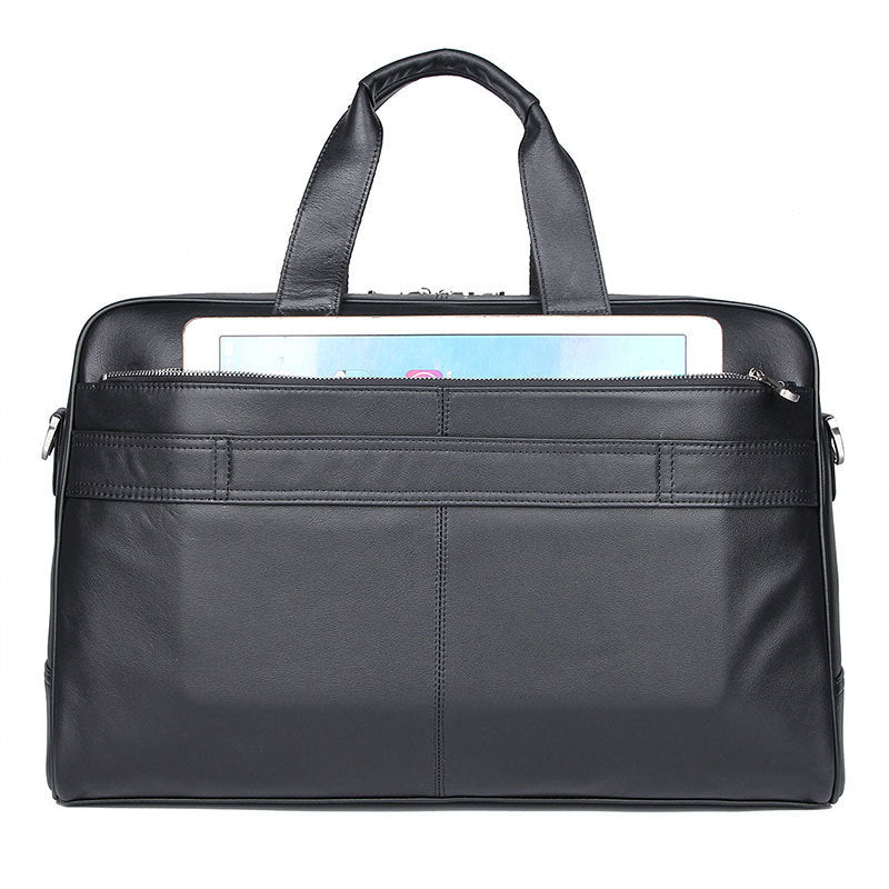 New Leather Business Briefcase First Layer Cowhide Men&#39;s Bag Nappa Leather 17 Inch Laptop Bag