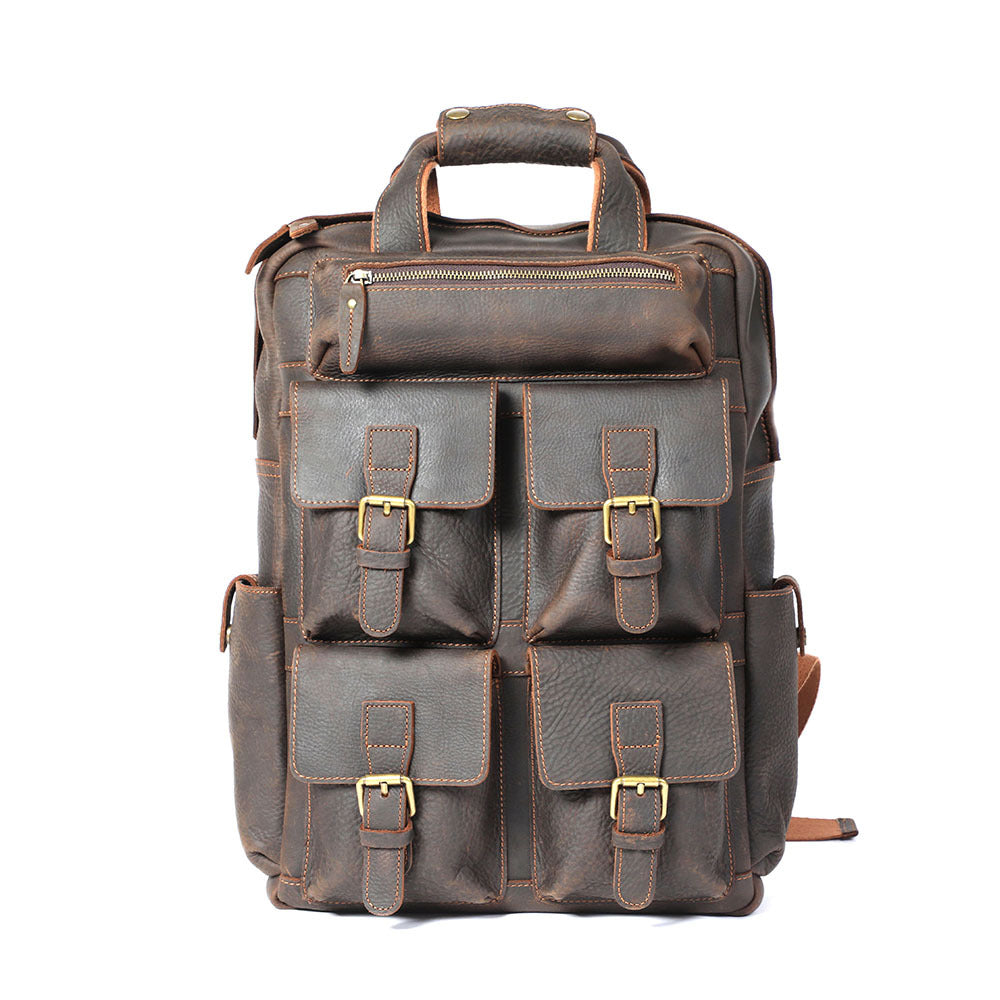 Men&#39;s Multifunctional Leather Crazy Horse Leather Travel Bag