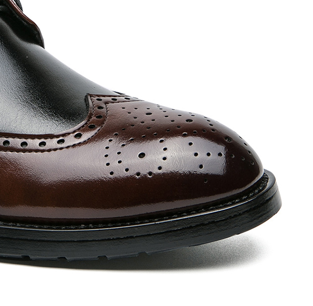 Men&#39;s High-top Leather Shoes Tide Contrast Color Casual