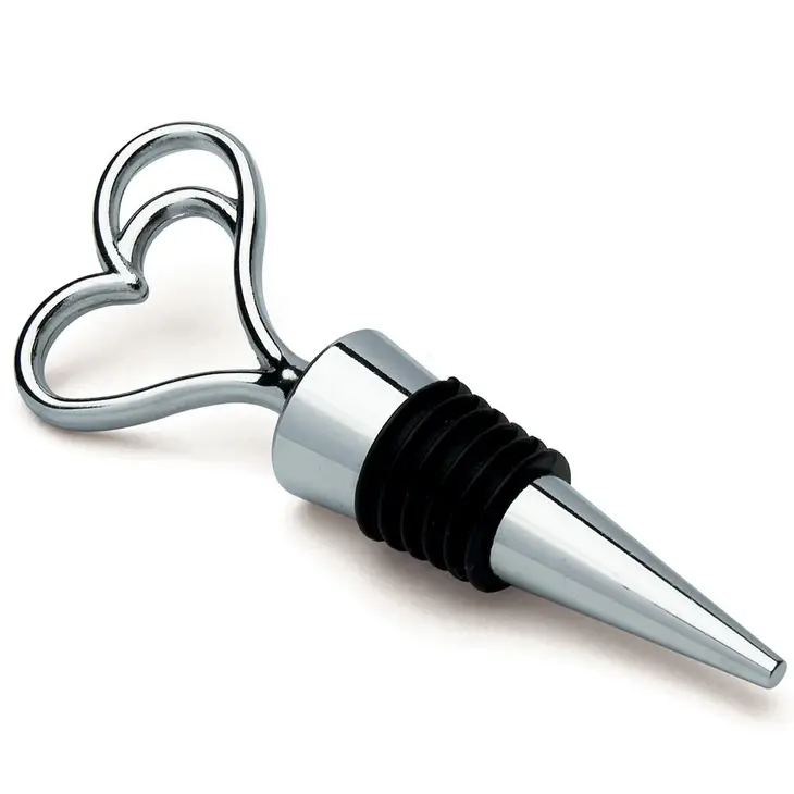 Silver Double Heart Wine Bottle Stopper Gift Boxed