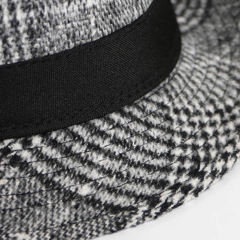 Autumn And Winter New Woolen Cloth Men&#39;s Top Hat Men&#39;s British Retro Fashion Plaid Fedora Hat