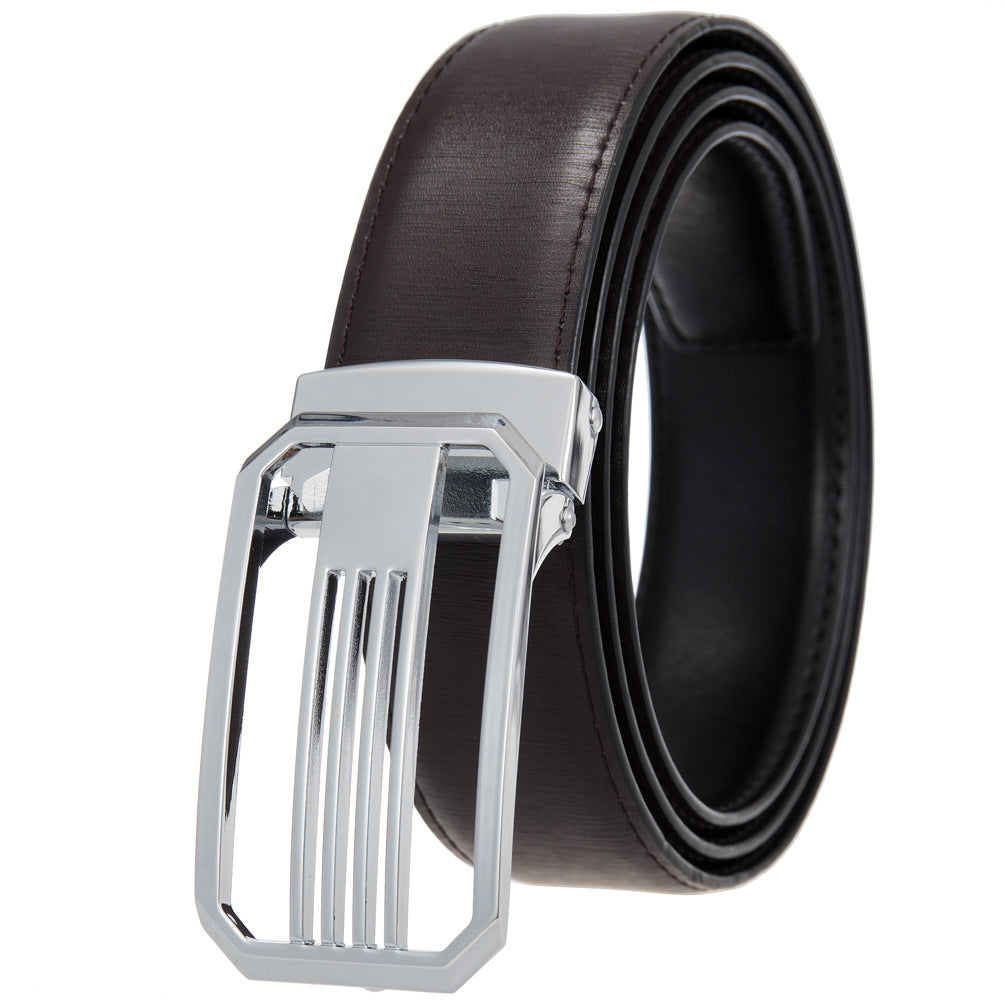 Men&#39;s Perforated Casual Two-layer Leather Belt