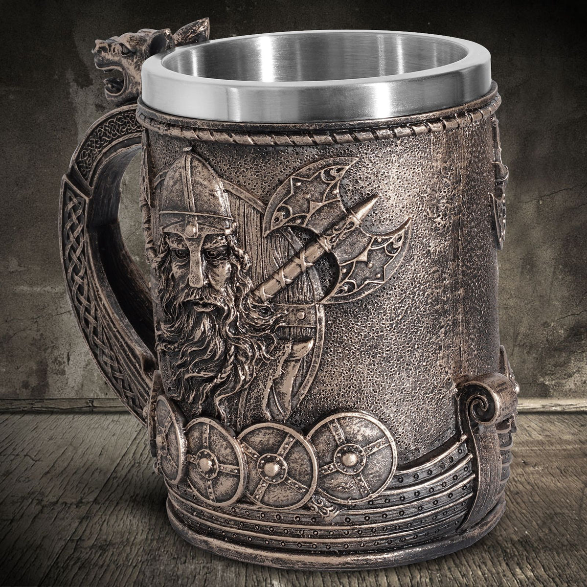 Tableware Viking Stainless Steel Liner Skull Wine Cup Resin