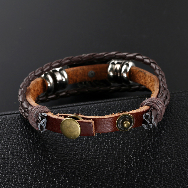 Vintage Leather Wolf Bracelet