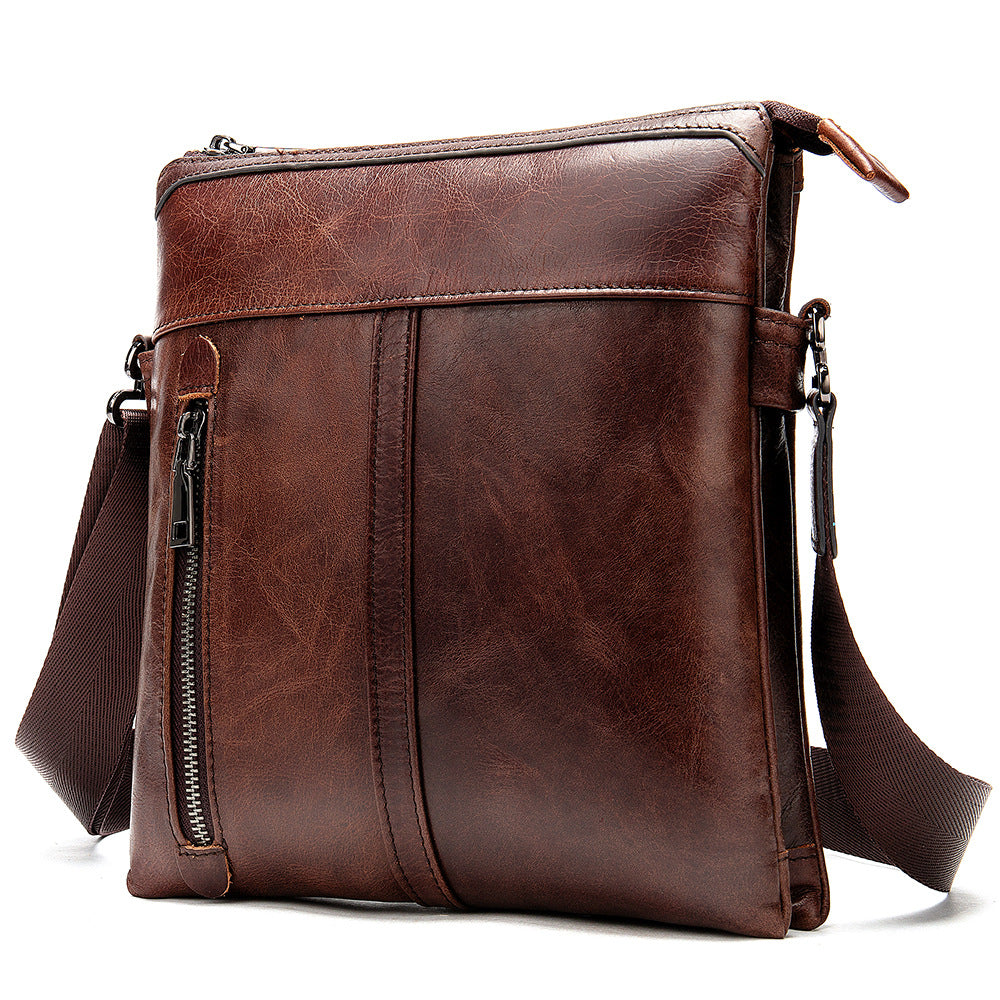 First layer leather casual messenger bag