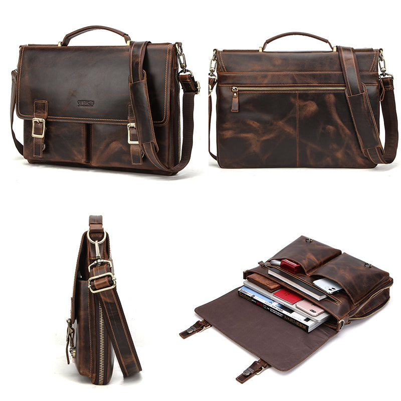 Leather men&#39;s business briefcase