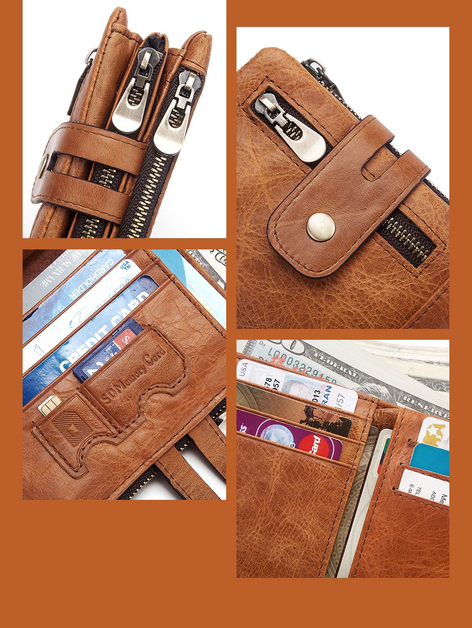 Leather men&#39;s wallet coin purse