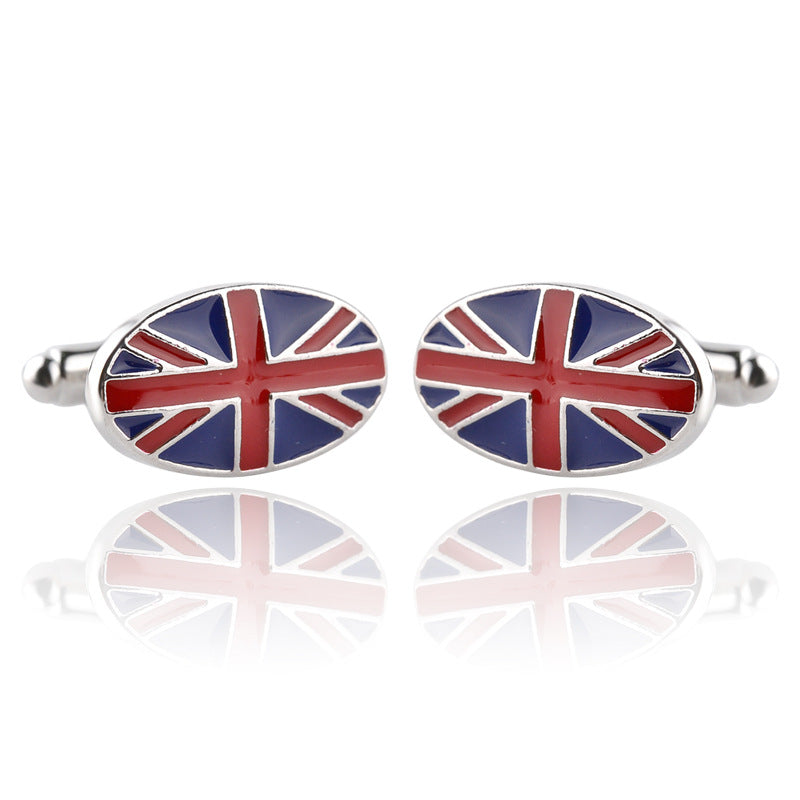 British Flag Geometric Fashion Men&#39;s French Shirt Cufflinks