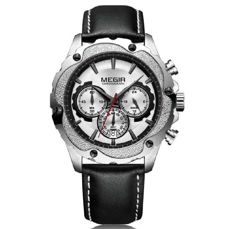 Watch Multifunctional Sports Chronograph Calendar Men&#39;s Watch Quartz Watch