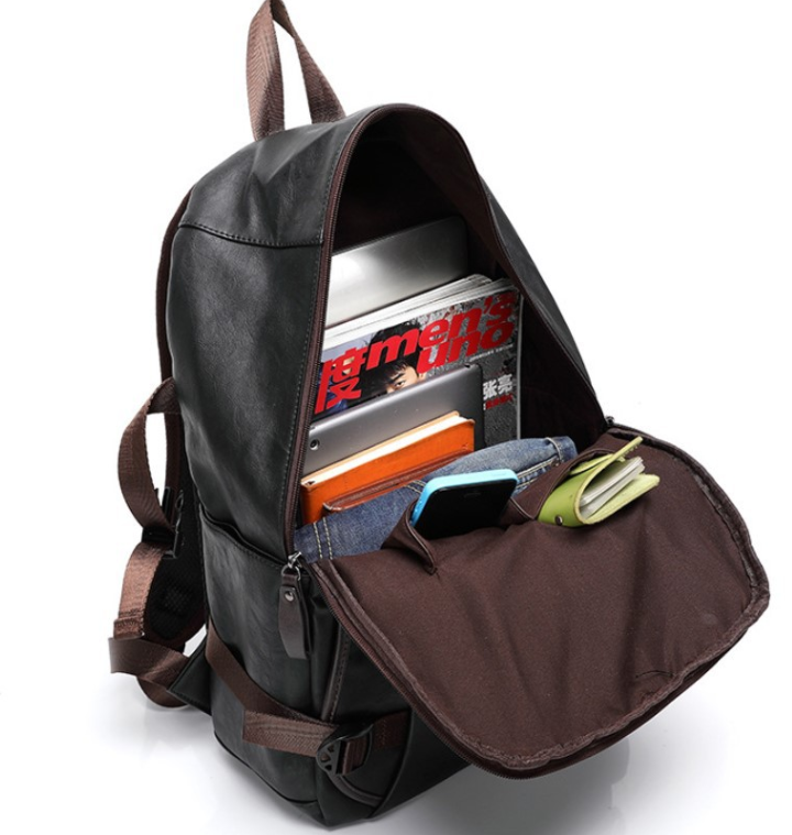 New Men&#39;s Backpack Fashion Style Leather Middle School Bag Men&#39;s Bag