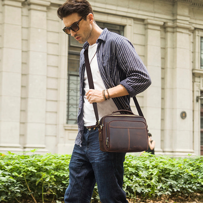 Multifunctional leather men&#39;s bag