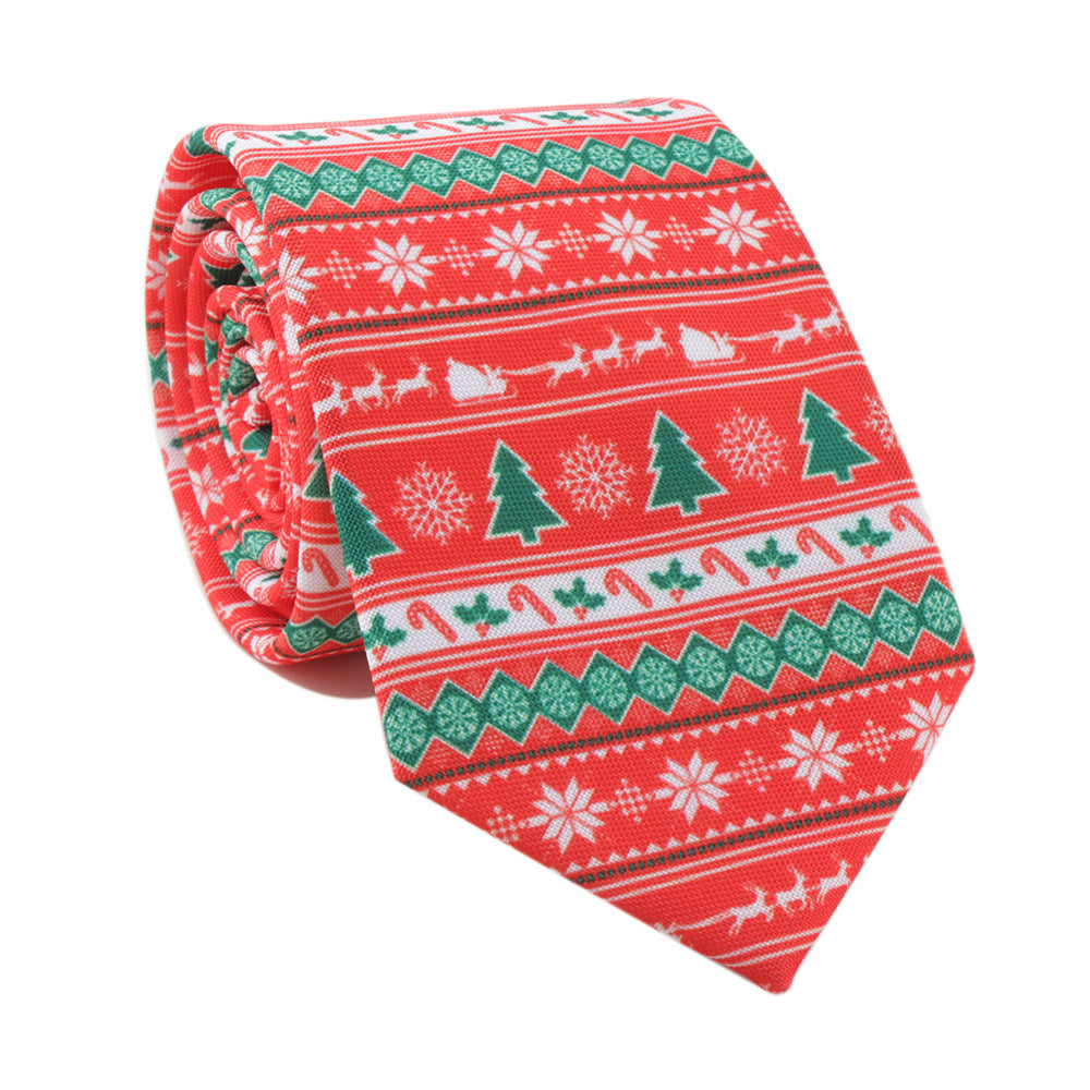 Santa Claus Style Sika Deer Christmas Tree Tie