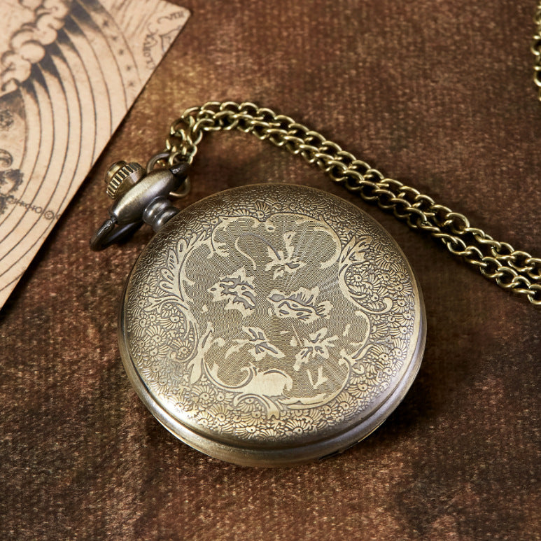 TO MY SON Theme Lion Pattern Necklace Quartz Pocket Watch