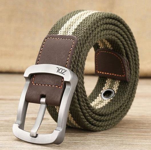 Canvas belt men&#39;s and women&#39;s pin buckle belt