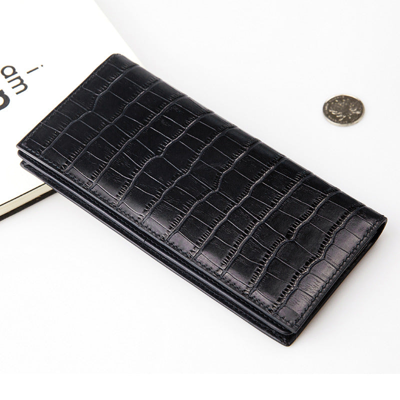 Crocodile Pattern Cowhide Wallet Men&#39;s Long Genuine Leather Wallet