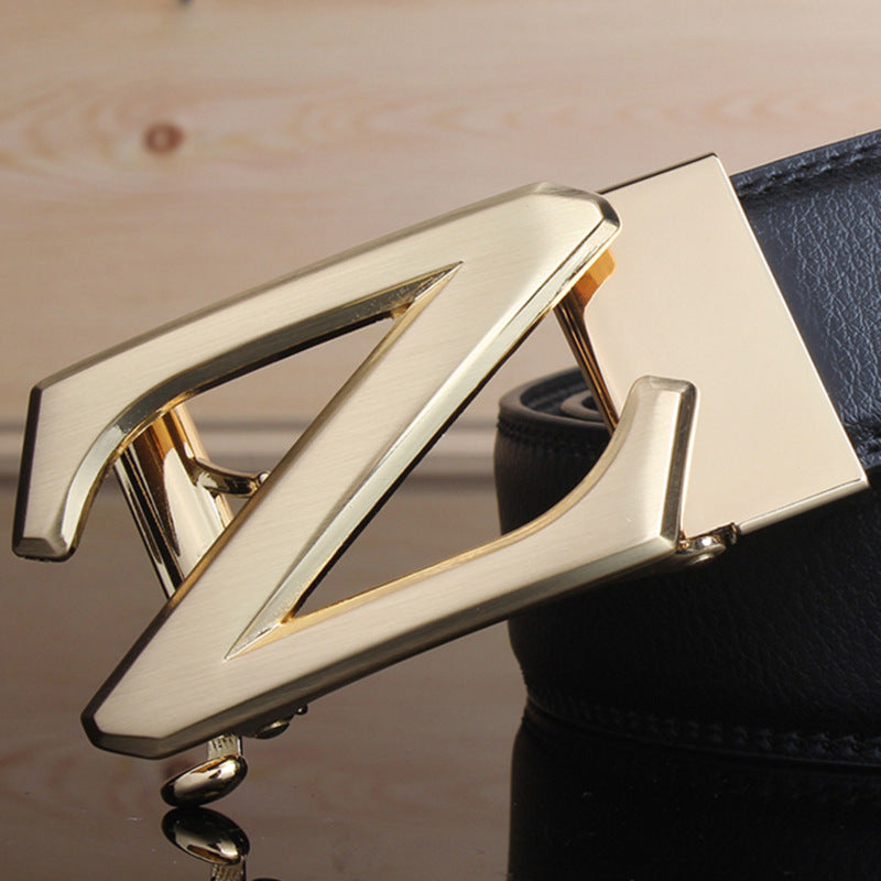 Men&#39;s belt leather automatic buckle Leopard pure leather belt