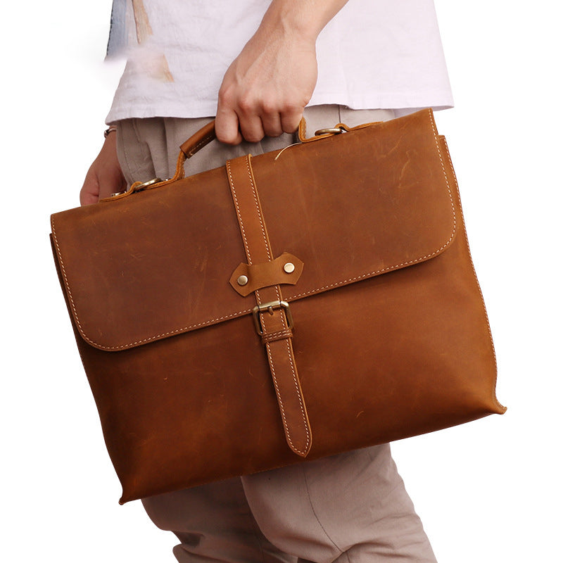 Leather men&#39;s briefcase
