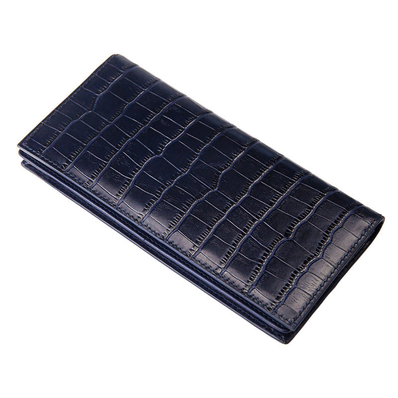 Crocodile Pattern Cowhide Wallet Men&#39;s Long Genuine Leather Wallet