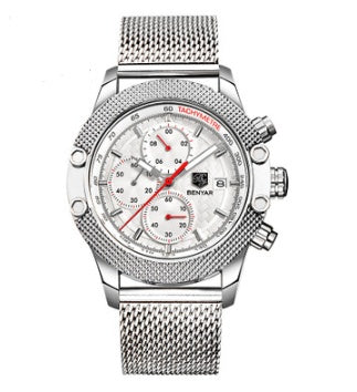 Men&#39;s Quartz Watch Sports Calendar Wire Mesh with Men&#39;s Quartz Watch