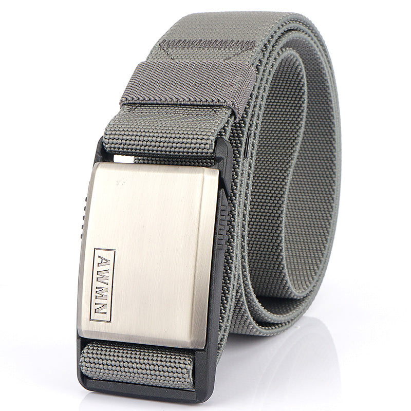 Automatic buckle elastic canvas belt