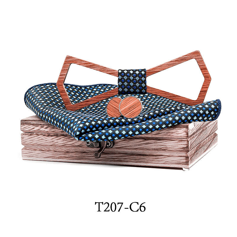 Hollow carved solid wooden bow tie celebration gift