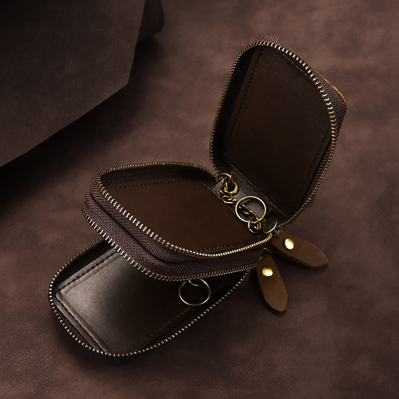 Crazy Horse Zippered Car Key Holder