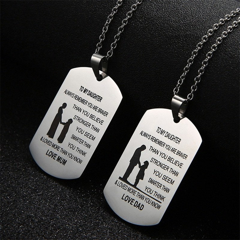 TO MY SON Stainless Steel Pendant Necklaces Engrave Name Love Dad Mum ID Tag Necklaces Customized  Jewelry