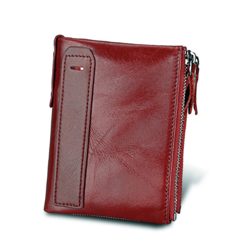 Men&#39;s wallet Short men&#39;s wallet Anti-theft brush leather wallet men