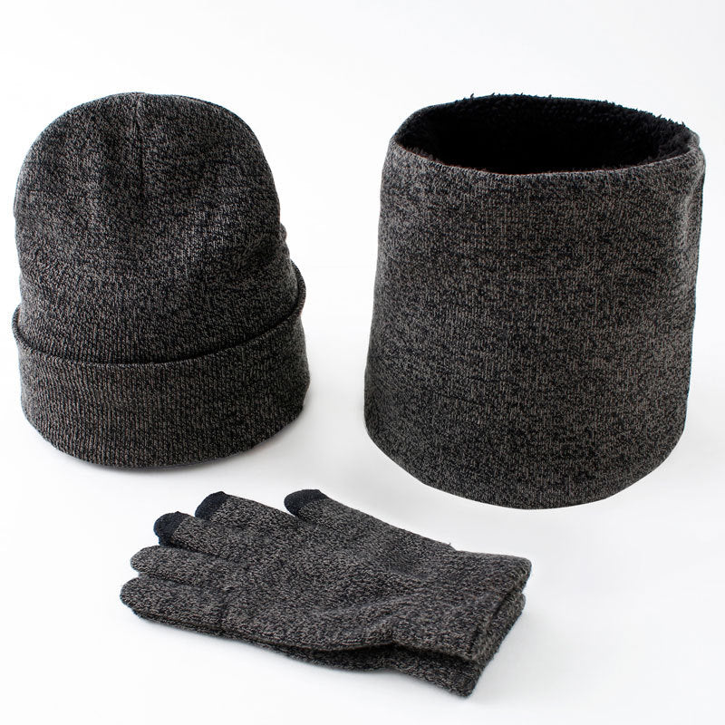 Winter men&#39;s hats, scarves, gloves, suits, fashion knitting and velvet hats, scarves, kits, men&#39;s 3 pieces/sets