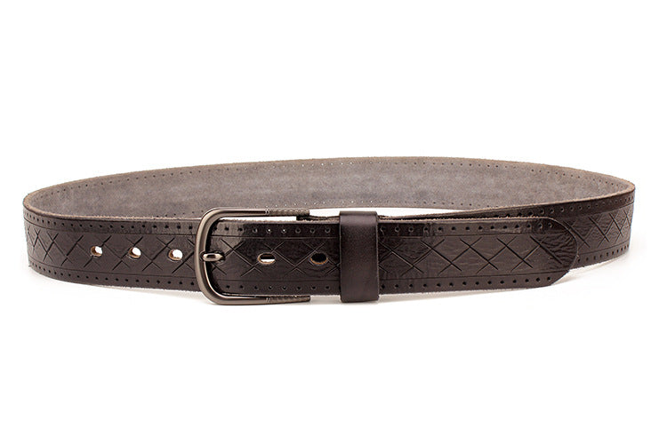 Men&#39;s leather pin buckle head leather