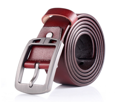Men&#39;s retro leather belt Men&#39;s ancient silver Japanese word buckle casual pure leather pants belt