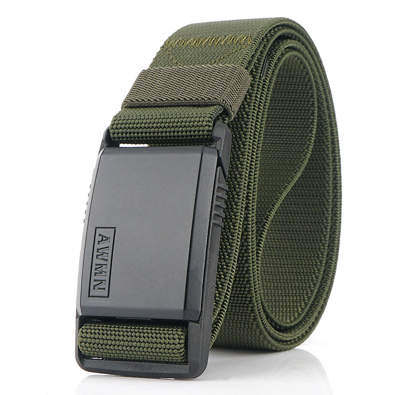 Automatic buckle elastic canvas belt